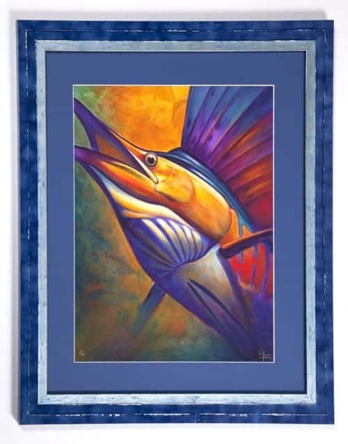 sailfish painted cast paper framed